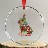 Cute Capybara Xmas Tree Crystal Glass Ornament TS09