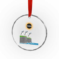Cute Cartoon Puffins 2026 Total Solar Eclipse Crystal Glass Ornament August 12 Totality Funny Astronomy Gift