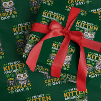 Cute Cat Leperchaun Wrapping Paper Roll I’m Not Kitten Around Catrick's Day St Patricks - Wonder Print Shop