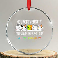 Cute Cats Autism Embrace Crystal Glass Ornament Neurodiversity Celebrate The Spectrum - Wonder Print Shop