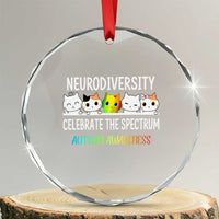 Cute Cats Autism Embrace Crystal Glass Ornament Neurodiversity Celebrate The Spectrum TS02