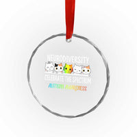 Cute Cats Autism Embrace Crystal Glass Ornament Neurodiversity Celebrate The Spectrum - Wonder Print Shop