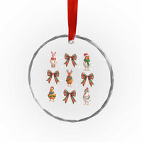 Cute Christmas Chicken With Xmas Coquette Bow Crystal Glass Ornament TS12