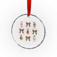 Cute Christmas Chicken With Xmas Coquette Bow Crystal Glass Ornament TS12
