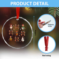 Cute Christmas Chicken With Xmas Coquette Bow Crystal Glass Ornament TS12