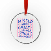 Cute Crocodile Pun Back To School Retro Preppy Crystal Glass Ornament Missed Your Smile Crocodile