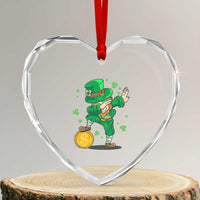Cute Dabbing Leprechaun Heart Crystal Glass Ornament Funny St Patricks Day - Wonder Print Shop