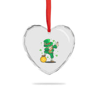 Cute Dabbing Leprechaun Heart Crystal Glass Ornament Funny St Patricks Day - Wonder Print Shop