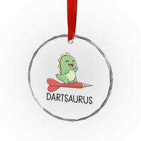 Cute Dartsaurus Playing Dart Crystal Glass Ornament Dinosaur Lover Gift - Wonder Print Shop