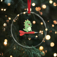 Cute Dartsaurus Playing Dart Crystal Glass Ornament Dinosaur Lover Gift - Wonder Print Shop