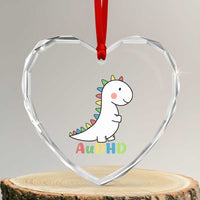 Cute Dinosaur AuDHD Heart Crystal Glass Ornament ADHD Awareness - Wonder Print Shop