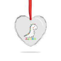 Cute Dinosaur AuDHD Heart Crystal Glass Ornament ADHD Awareness - Wonder Print Shop