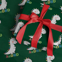 Cute Dinosaur AuDHD Wrapping Paper Roll ADHD Awareness - Wonder Print Shop