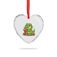 Cute Dinosaur Playing Football Heart Crystal Glass Ornament Funny Kids Gift - Wonder Print Shop