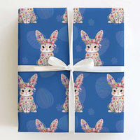 Cute Floral Easter Bunny Graphic Wrapping Paper Roll Adorable Spring Rabbit with Flowers Pastel Aesthetic Gift