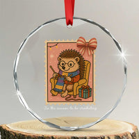 Cute Hedgehog Knitting Crystal Glass Ornament Christmas Holiday Gift TS12