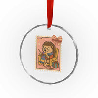 Cute Hedgehog Knitting Crystal Glass Ornament Christmas Holiday Gift TS12