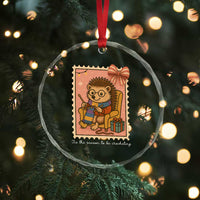Cute Hedgehog Knitting Crystal Glass Ornament Christmas Holiday Gift TS12