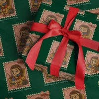 Cute Hedgehog Knitting Wrapping Paper Roll Xmas Holiday Gift - Wonder Print Shop
