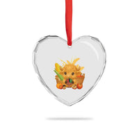 Cute Highland Cow With Kwanzaa Kinara And Presents Heart Crystal Glass Ornament African Heritage Gift - Wonder Print Shop