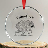 Cute Jimothy the Raccoon Hand Drawn Graphic Crystal Glass Ornament Seattle Trash Panda Lover Supporter