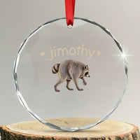 Cute Jimothy the Raccoon Heart Graphic Crystal Glass Ornament Viral Seattle Trash Panda Meme
