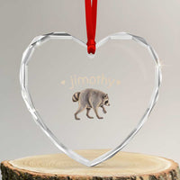 Cute Jimothy the Raccoon Heart Graphic Heart Crystal Glass Ornament Viral Seattle Trash Panda Meme