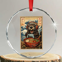 Cute Kawaii Gamer Groundhog Crystal Glass Ornament Funny Japanese Ramen Anime Otaku Fan Gift - Wonder Print Shop