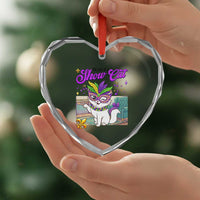 Cute Mardi Gras Cat Heart Crystal Glass Ornament The Life Of The Showgirl