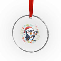 Cute Penguin Playing Ice Hockey Crystal Glass Ornament Funny Christmas Gift - Wonder Print Shop