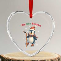 Cute Penguin Tis The Season Heart Crystal Glass Ornament Funny Christmas Gift For Holiday Fans - Wonder Print Shop