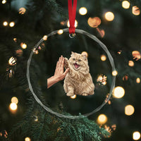 Cute Persian Cat High Five Crystal Glass Ornament Cat Lover