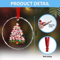 Cute Pink Pigs Xmas Tree Crystal Glass Ornament Funny Farmer Xmas Lights Festive Vibe TS02
