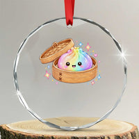 Cute Rainbow Dumpling Squishy Crystal Glass Ornament Kawaii Graphic