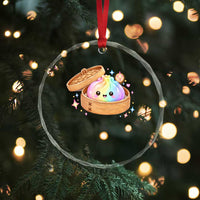 Cute Rainbow Dumpling Squishy Crystal Glass Ornament Kawaii Graphic