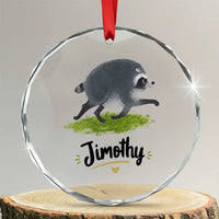 Cute Running Jimothy the Raccoon Crystal Glass Ornament Viral Seattle Trash Panda Meme