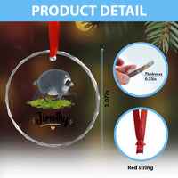 Cute Running Jimothy the Raccoon Crystal Glass Ornament Viral Seattle Trash Panda Meme