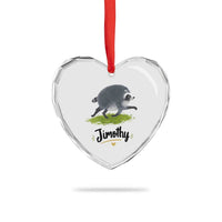 Cute Running Jimothy the Raccoon Heart Crystal Glass Ornament Viral Seattle Trash Panda Meme