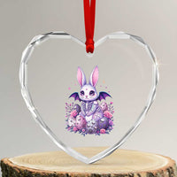 Cute Spooky Easter Bunny Heart Crystal Glass Ornament Pastel Goth Rabbit Gift