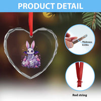 Cute Spooky Easter Bunny Heart Crystal Glass Ornament Pastel Goth Rabbit Gift