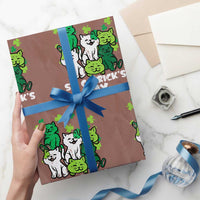 Cute St Catricks Day Wrapping Paper Roll St Patricks Cats Saint Pattys Cat Lover - Wonder Print Shop