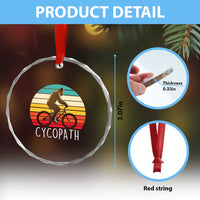 Cycopath Bigfoot Riding Bike Crystal Glass Ornament Funny Bigfoot Cyclist Bicycle Gift