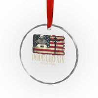 Da Pope Leo XIV Crystal Glass Ornament From America Chicago USA Flag Cross - Wonder Print Shop