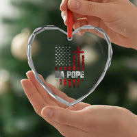 Da Pope Leo XIV Heart Crystal Glass Ornament From America Chicago America US Flag - Wonder Print Shop