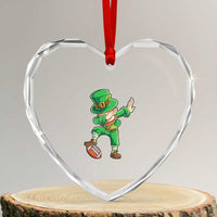 Dabbing Leprechaun Football Heart Crystal Glass Ornament St Patricks Day Sports Lover - Wonder Print Shop