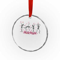 Dancing Skeletons Breast Cancer Crystal Glass Ornament Skeleton Pink Ribbon Halloween - Wonder Print Shop