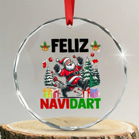 Dartist Feliz Navidart Crystal Glass Ornament Funny Santa Running From Darts Christmas Gift - Wonder Print Shop