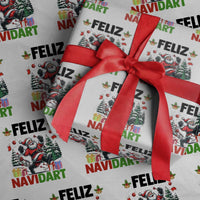 Dartist Feliz Navidart Wrapping Paper Roll Funny Santa Running From Darts Christmas Gift - Wonder Print Shop