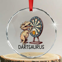 Dartsaurus Crystal Glass Ornament Funny Dinosaur Dart Player Gift - Wonder Print Shop
