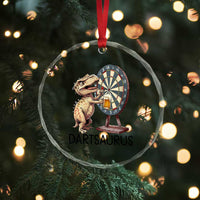 Dartsaurus Crystal Glass Ornament Funny Dinosaur Dart Player Gift - Wonder Print Shop